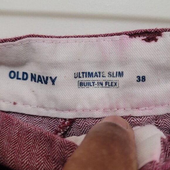 Old Navy Men's Red Herringbone Shorts With Button Closure & Pockets Size 38 - Picture 9 of 12